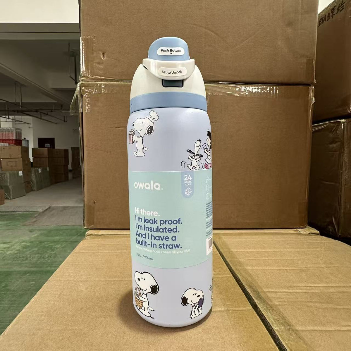 Double-layer vacuum insulated cup, portable, stainless steel, large capacity, straw cup