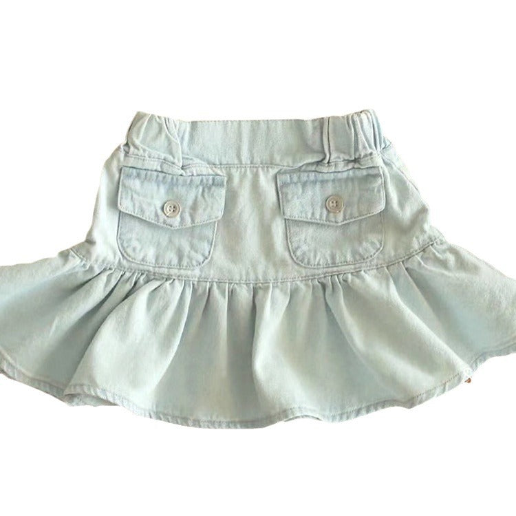 Pocket ruffled half body mini skirt