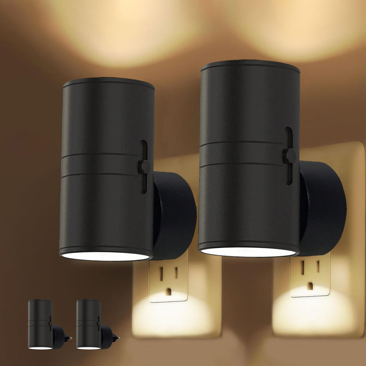 Cylinder LED Night Light, 0-100% Brightness Adjustable, Twilight to Dawn Sensor Indoor Lighting Decorative Lamp