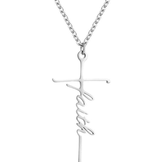 Ins Style Faith Letter Alloy Pendant Women's Choker Necklace Short Necklace for Women