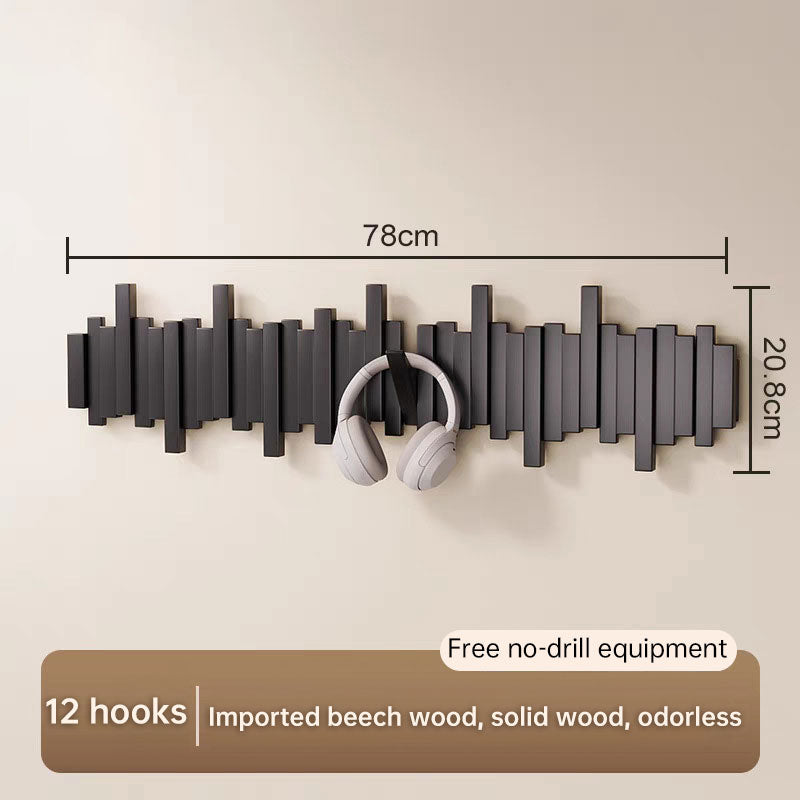Solid Wood Hanger, Piano Key Wall Hook, Adhesive Back-of-Door Coat Hook, No Drill Entryway Organizer.