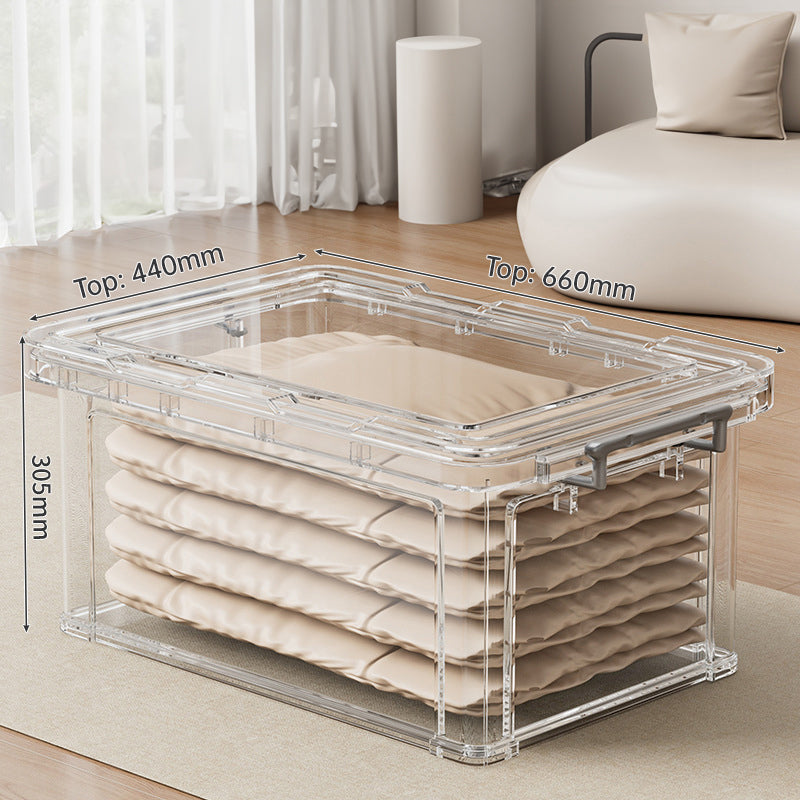 Large Transparent Plastic Storage Box - Perfect for Organizing Clothes, Quilts, Toys, and Snacks in Wardrobe & Home Use