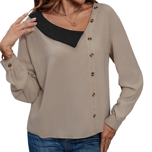 V-Neck Long Sleeve Casual Shirt for Women