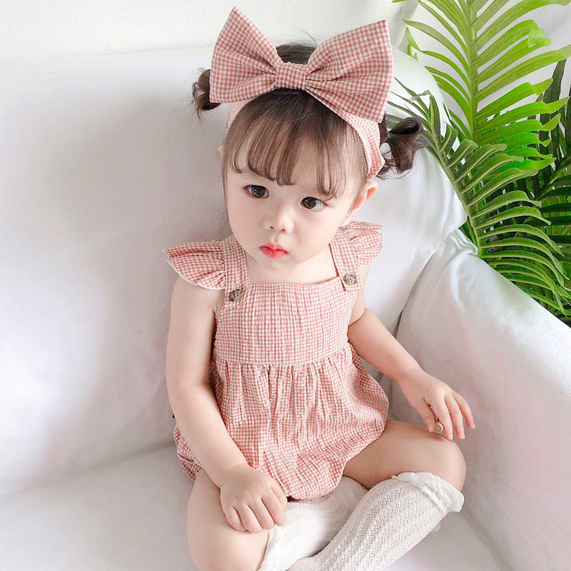 Cute Baby Triangular Romper for Girls, Newborn Princess Sleeveless Crawling Suit