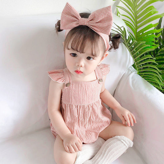Cute Baby Triangular Romper for Girls, Newborn Princess Sleeveless Crawling Suit