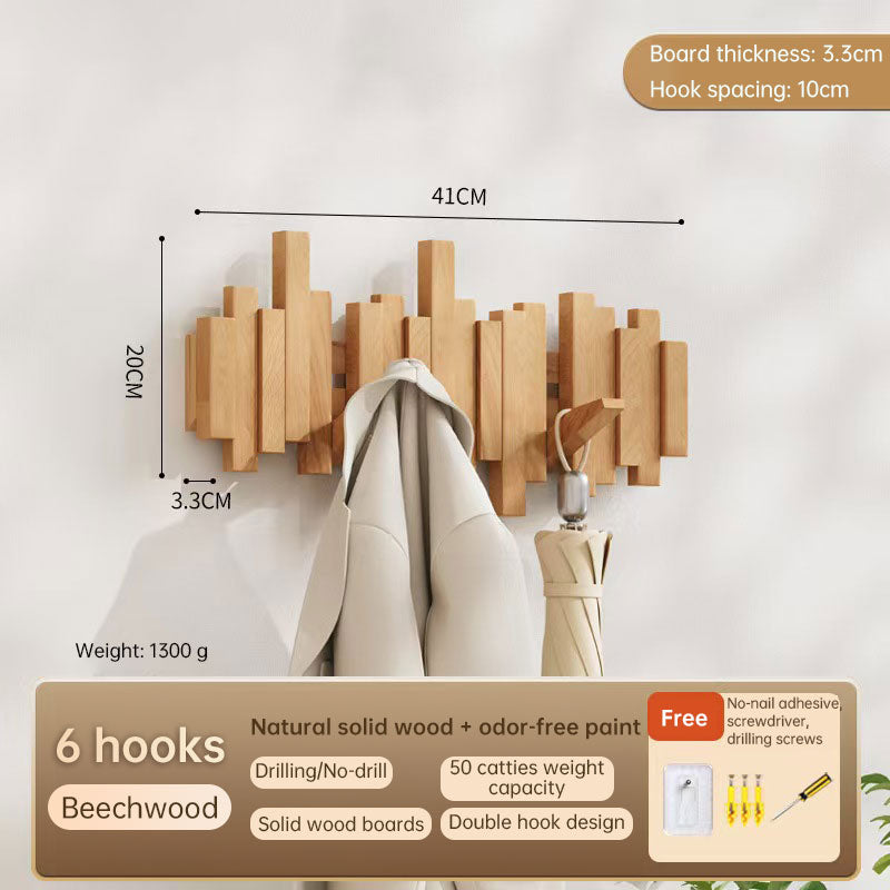 Solid Wood Hanger, Piano Key Wall Hook, Adhesive Back-of-Door Coat Hook, No Drill Entryway Organizer.