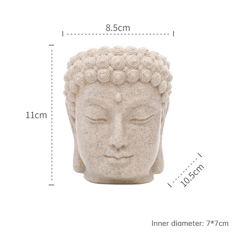 Buddha Head Flower Pot, Small Resin Succulent Planter, Garden Pot Home Office Desk Decoration