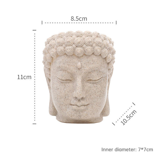 Buddha Head Flower Pot, Small Resin Succulent Planter, Garden Pot Home Office Desk Decoration