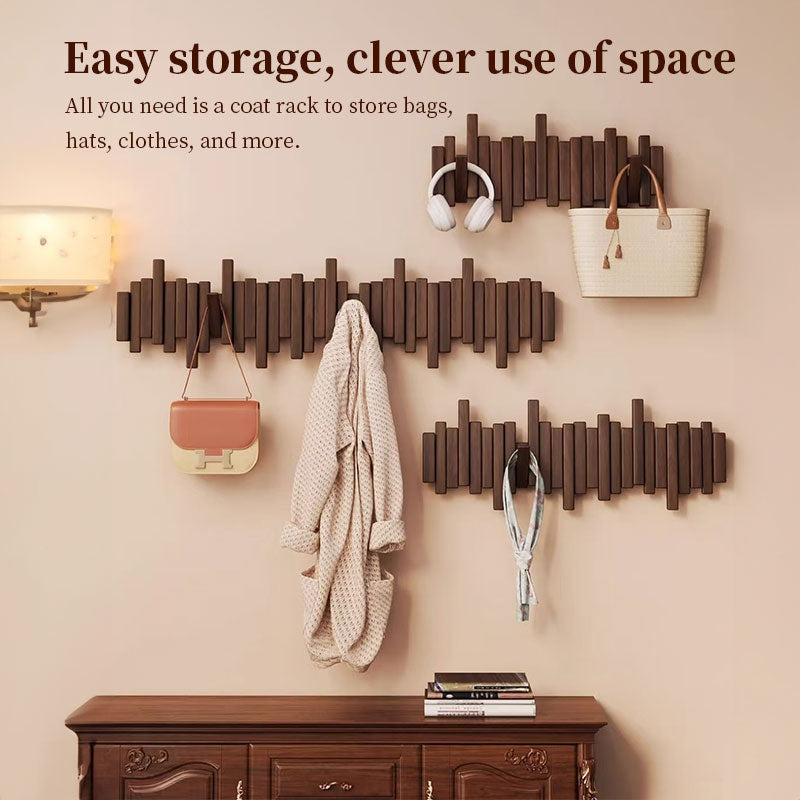 Solid Wood Hanger, Piano Key Wall Hook, Adhesive Back-of-Door Coat Hook, No Drill Entryway Organizer.