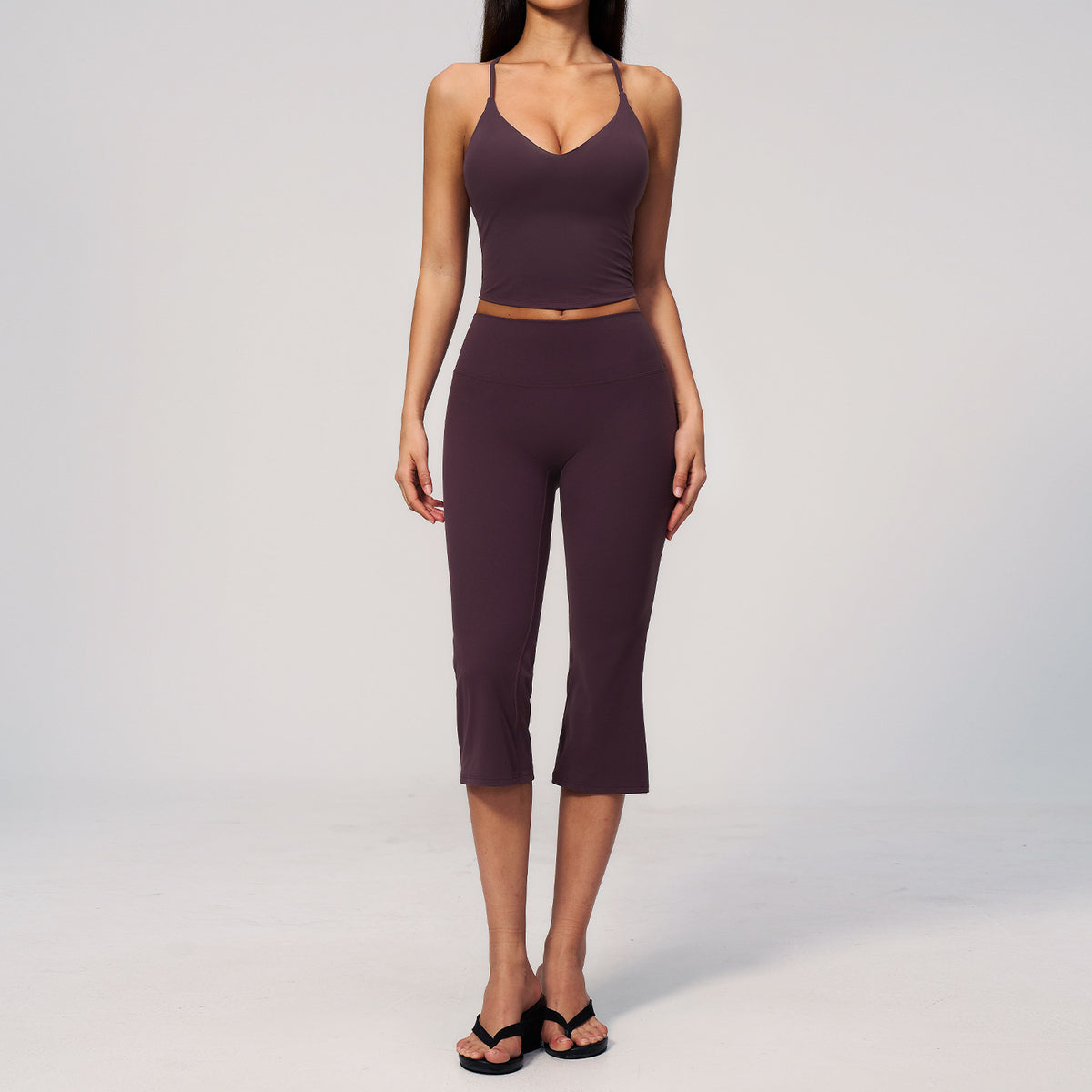 Creamy Feel Fitted Yoga Set for Women, Slimming Workout Fitness Running Sportswear Two-Piece Set