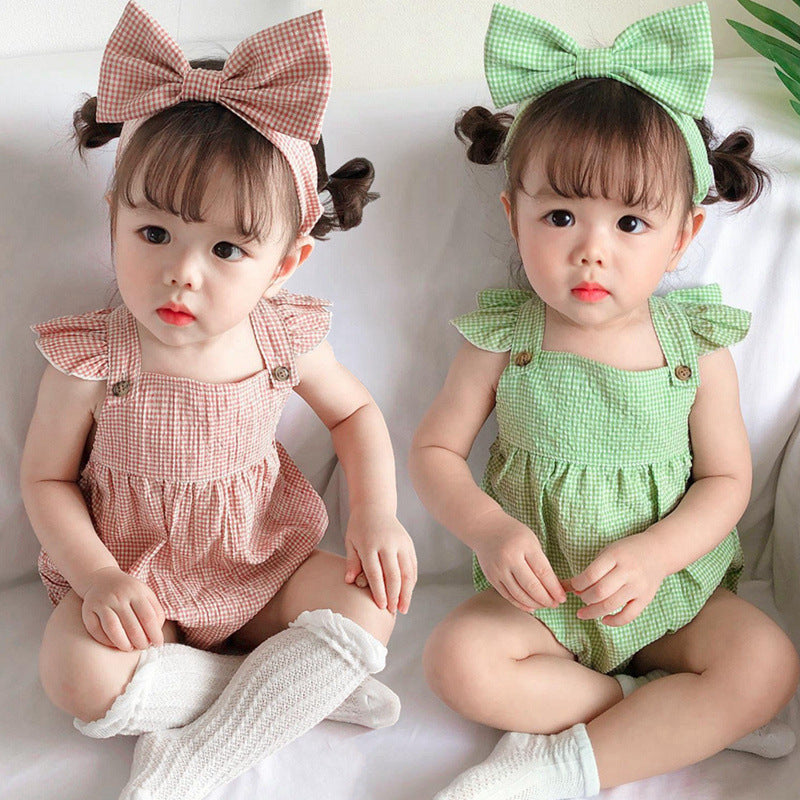 Cute Baby Triangular Romper for Girls, Newborn Princess Sleeveless Crawling Suit