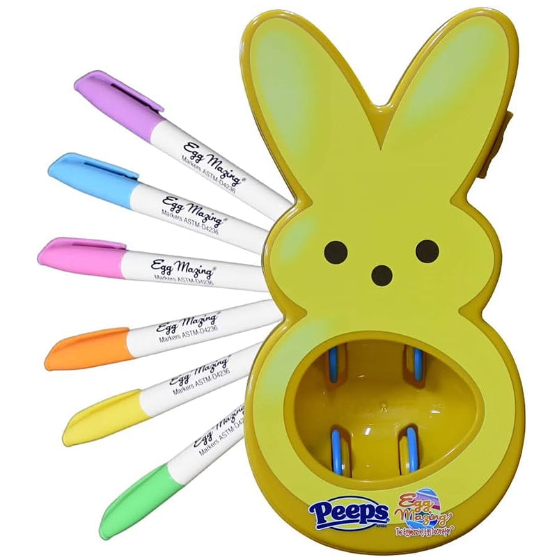 Easter Egg Decorating Kit for Kids - DIY Crafts Set with 6 Markers, Marshmallow Bunny Egg Holder, Cute Holiday Gift