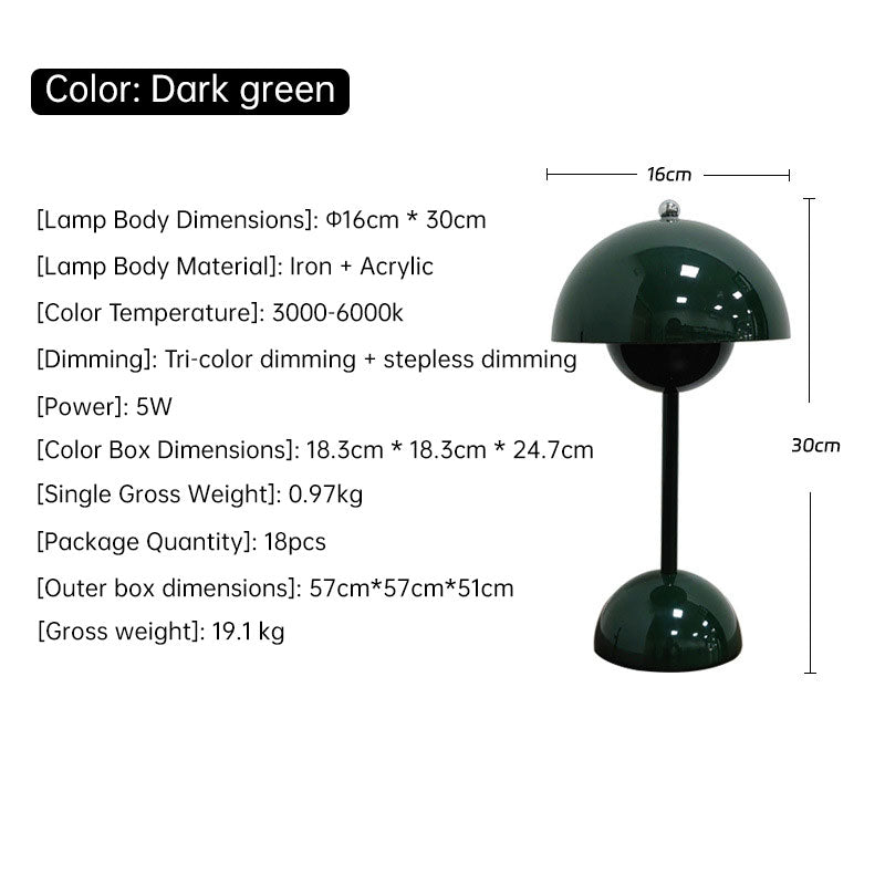 Nordic Mushroom Night Light, Rechargeable Touch LED Lamp for Home Decor, Bedroom, Desk, Wedding Decorations