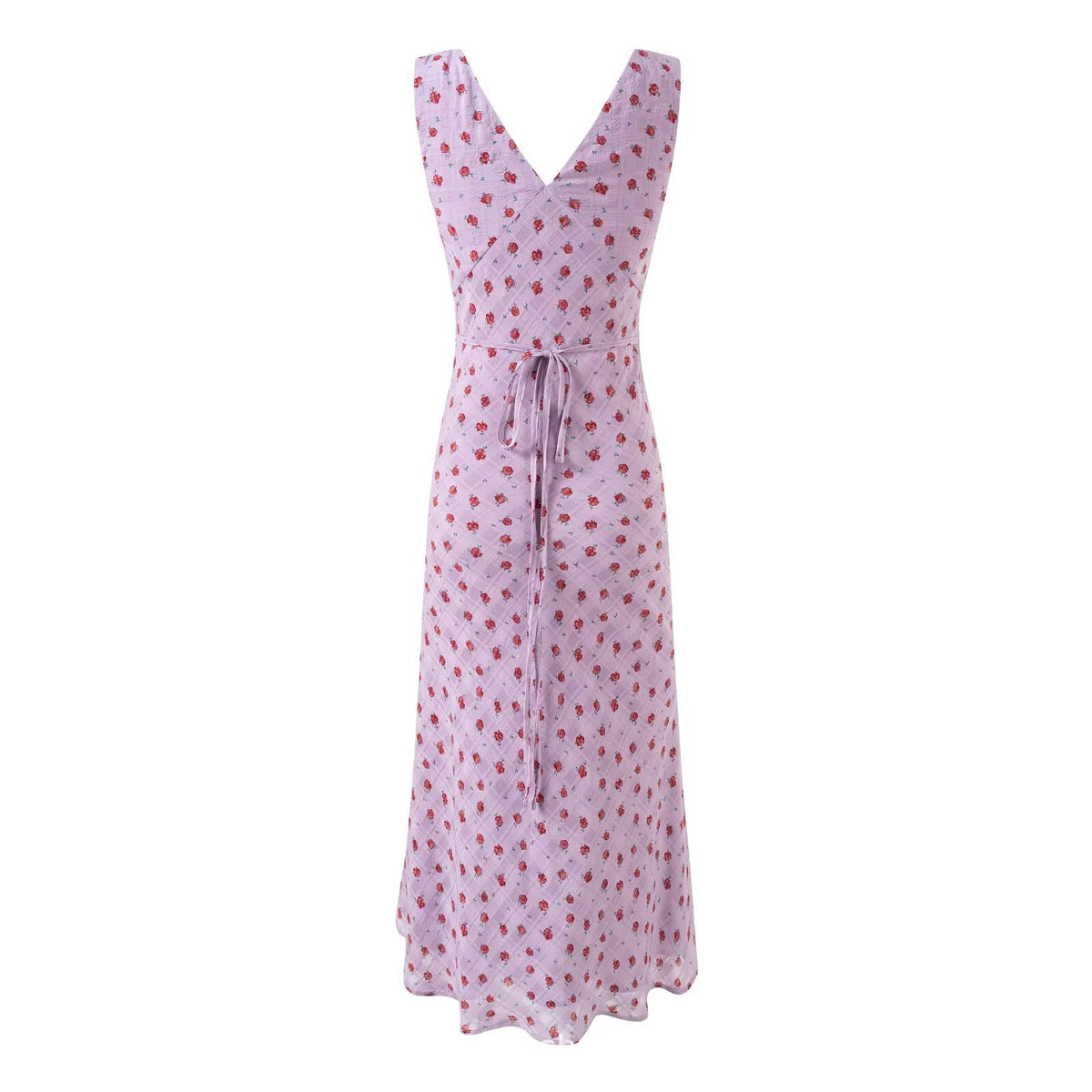 Vintage V-Neck Slim-Fitting Sleeveless Floral Dress