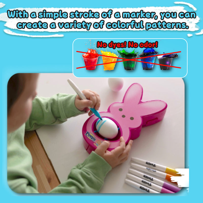 Easter Egg Decorating Kit for Kids - DIY Crafts Set with 6 Markers, Marshmallow Bunny Egg Holder, Cute Holiday Gift