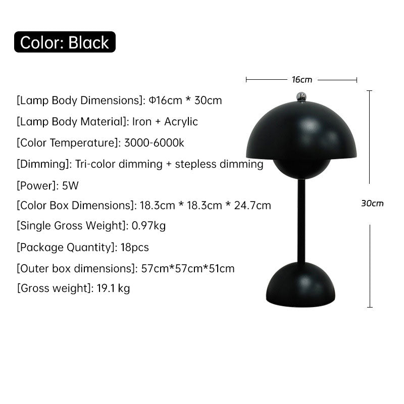 Nordic Mushroom Night Light, Rechargeable Touch LED Lamp for Home Decor, Bedroom, Desk, Wedding Decorations