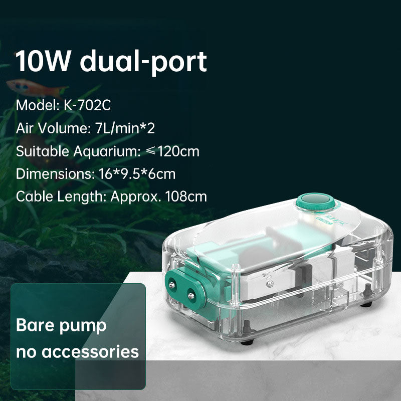 Super Quiet Aquarium Air Pump, Ultra-Low Noise Silent Operation with Adjustable High-Power Bubbler for Fish Tanks