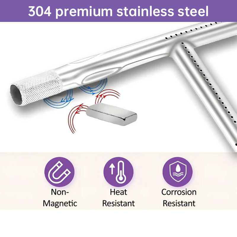 Weber 60040 Grill Burner Tube 304 Stainless Steel Replacement for Q100/Q1200 Series with 304 Stainless Steel Burner Box
