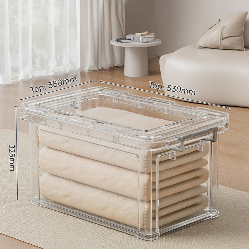 Large Transparent Plastic Storage Box - Perfect for Organizing Clothes, Quilts, Toys, and Snacks in Wardrobe & Home Use
