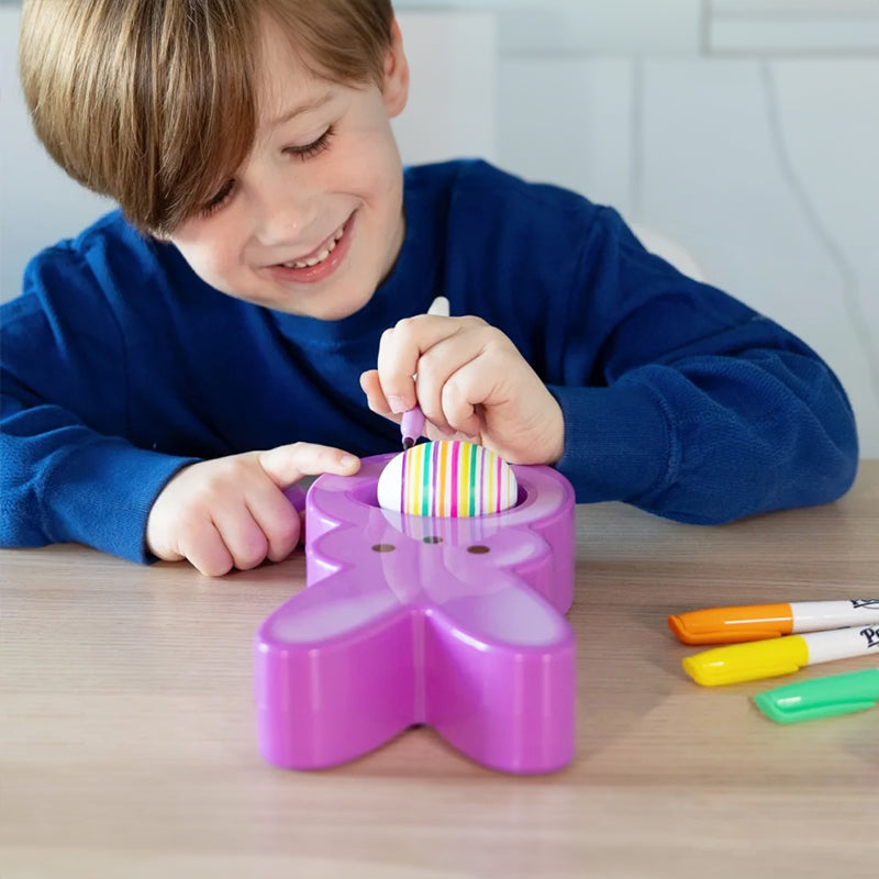 Easter Egg Decorating Kit for Kids - DIY Crafts Set with 6 Markers, Marshmallow Bunny Egg Holder, Cute Holiday Gift