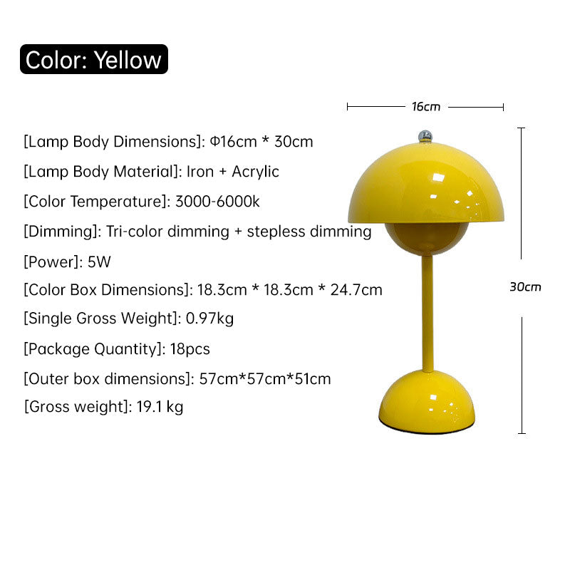 Nordic Mushroom Night Light, Rechargeable Touch LED Lamp for Home Decor, Bedroom, Desk, Wedding Decorations