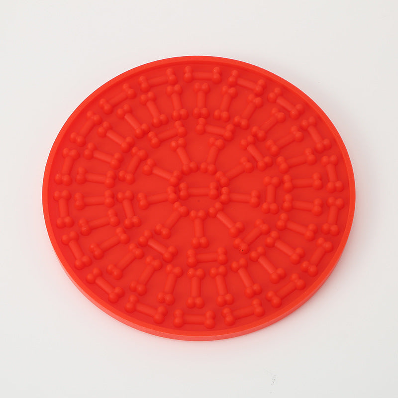 Silicone Feeding Mat with Suction Cup Pet Licking Pad Slow Feeding Mat Anti-Tip Slow Feeding Pad Round Cat Dog Licking Pad