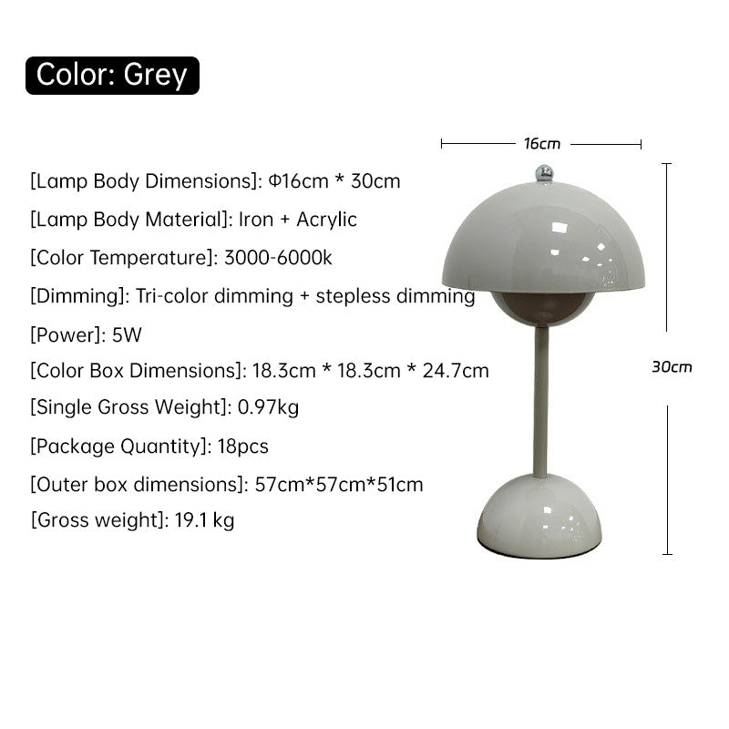 Nordic Mushroom Night Light, Rechargeable Touch LED Lamp for Home Decor, Bedroom, Desk, Wedding Decorations