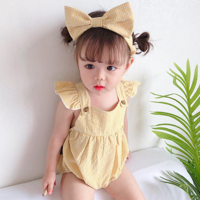 Cute Baby Triangular Romper for Girls, Newborn Princess Sleeveless Crawling Suit