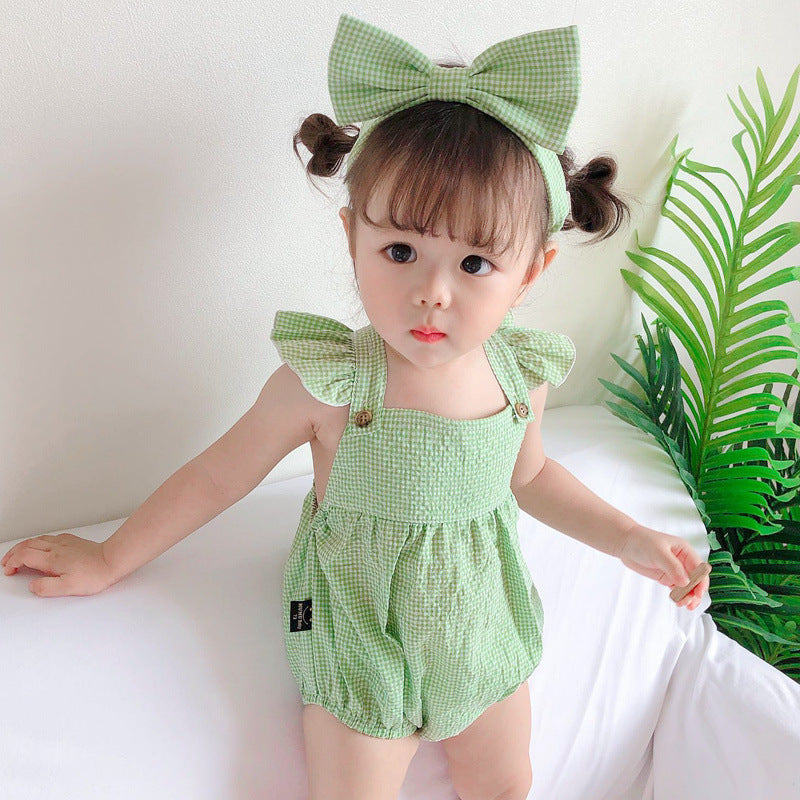 Cute Baby Triangular Romper for Girls, Newborn Princess Sleeveless Crawling Suit