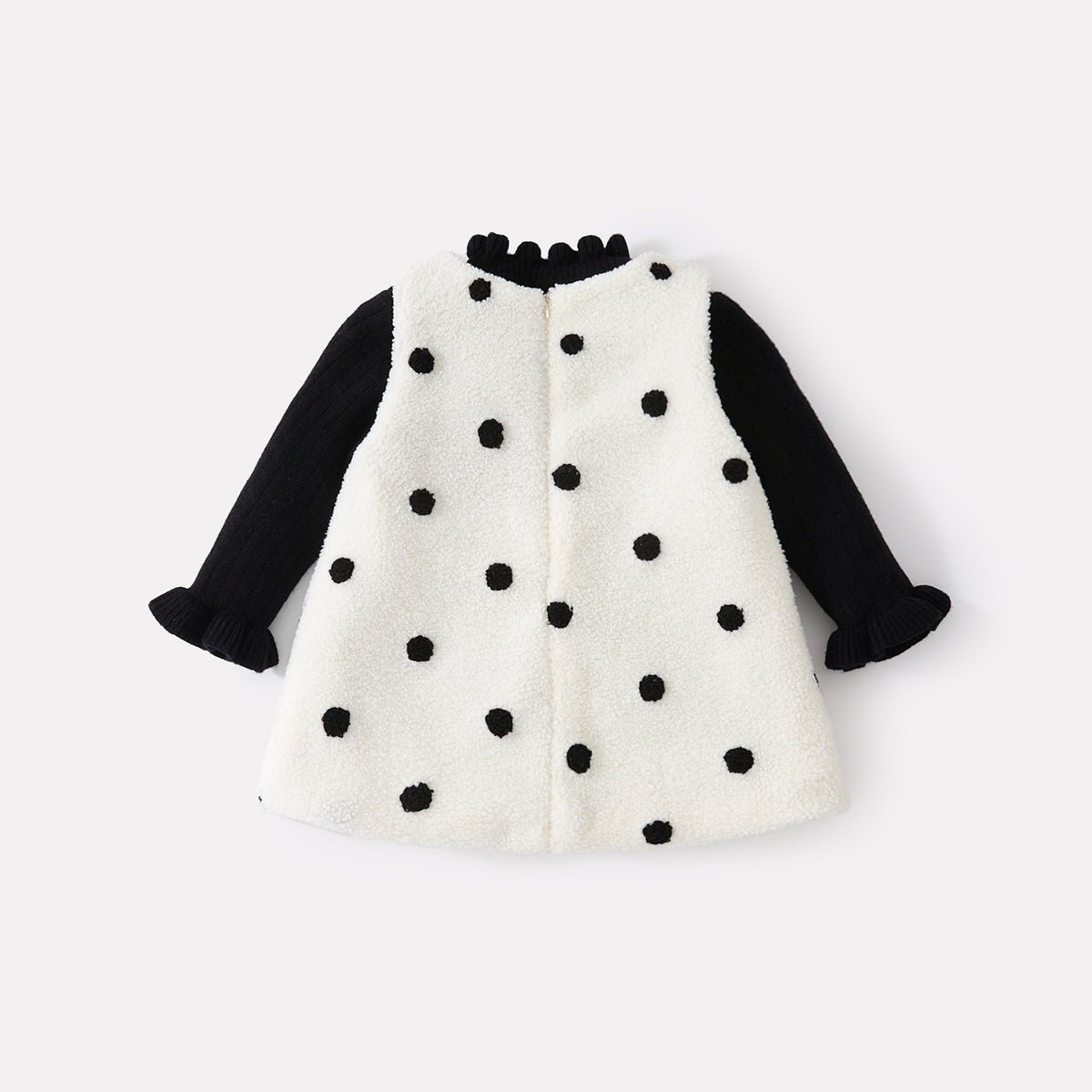 Fleece Lined Thickened Vest Dress Set with Fluffy Skirt and Bottoms Two-Piece Outfit