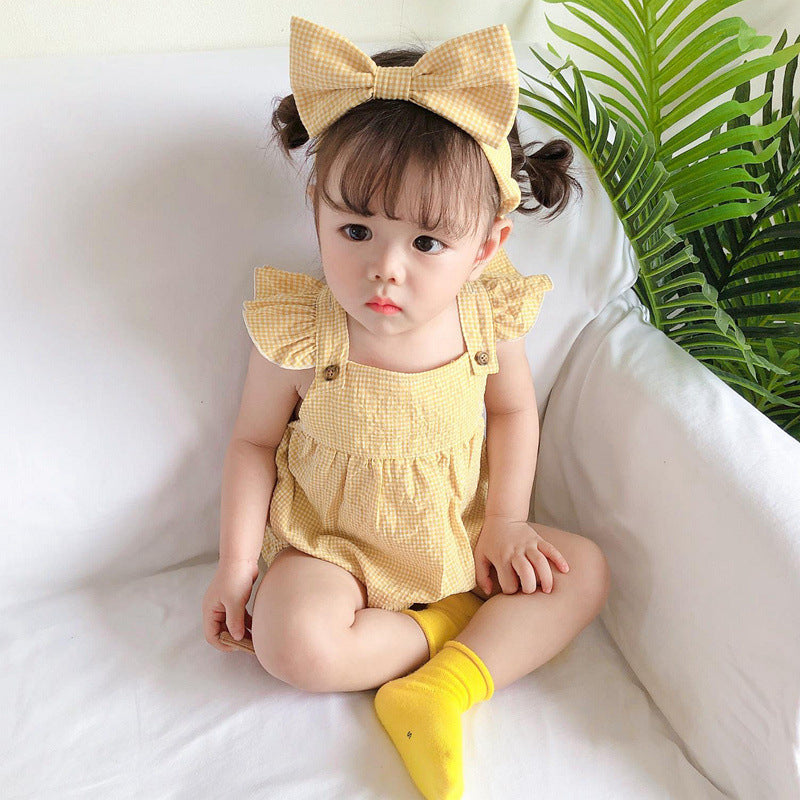 Cute Baby Triangular Romper for Girls, Newborn Princess Sleeveless Crawling Suit