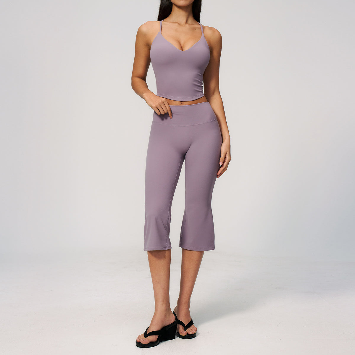 Creamy Feel Fitted Yoga Set for Women, Slimming Workout Fitness Running Sportswear Two-Piece Set