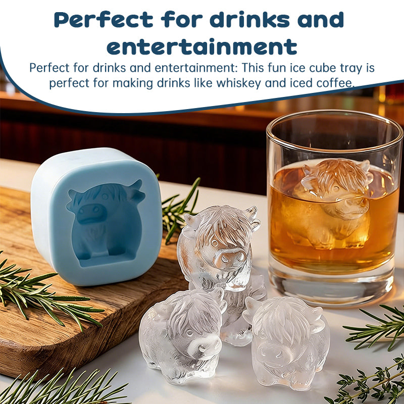 1-6 Cube Highland Cow 3D Silicone Mold Set for Fondant, Chocolate, Candy, Biscuit, Cake, Candle, Soap, and Craft Baking DIY