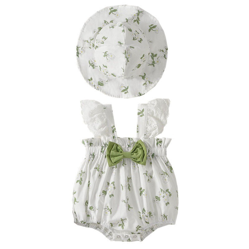 Baby One-Piece Romper with Hood, Girls' Sleeveless Bodysuit, Newborn Triangular Romper, Lightweight Crawler Suit
