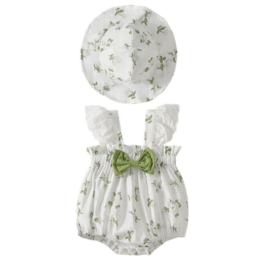 Baby One-Piece Romper with Hood, Girls' Sleeveless Bodysuit, Newborn Triangular Romper, Lightweight Crawler Suit