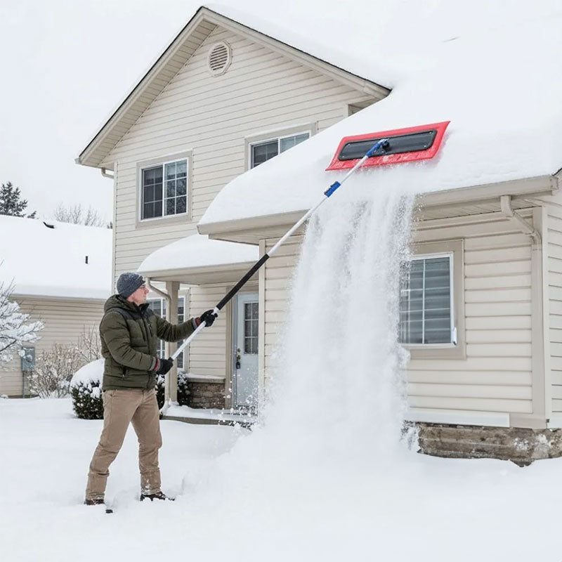 High-Altitude Snow Removal Tool with Lightweight Foam Head - Safe for Roofs, Gutters, and Cars
