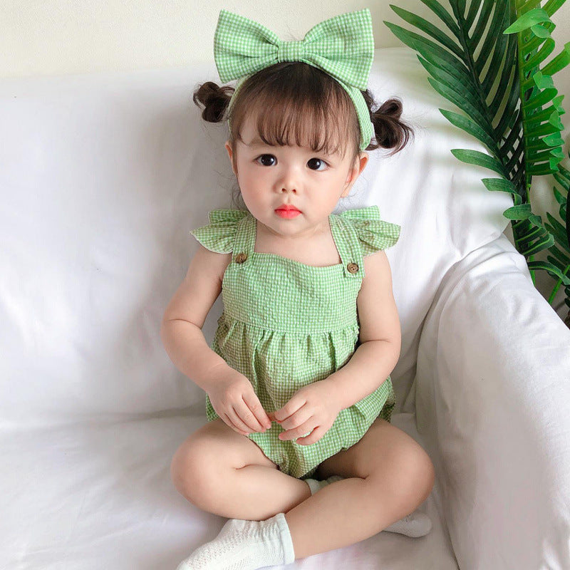 Cute Baby Triangular Romper for Girls, Newborn Princess Sleeveless Crawling Suit