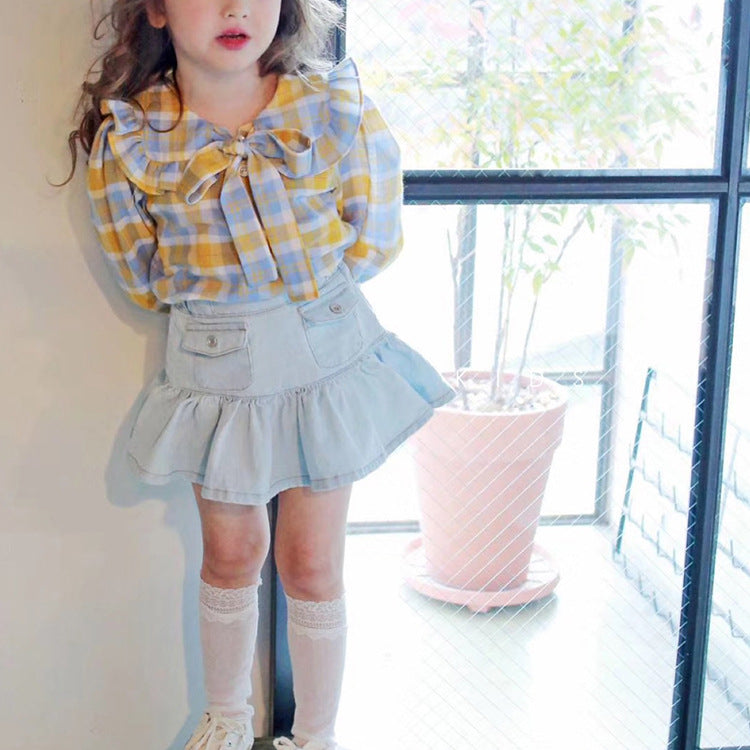 Pocket ruffled half body mini skirt