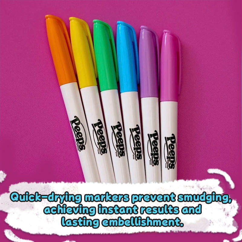 Easter Egg Decorating Kit for Kids - DIY Crafts Set with 6 Markers, Marshmallow Bunny Egg Holder, Cute Holiday Gift