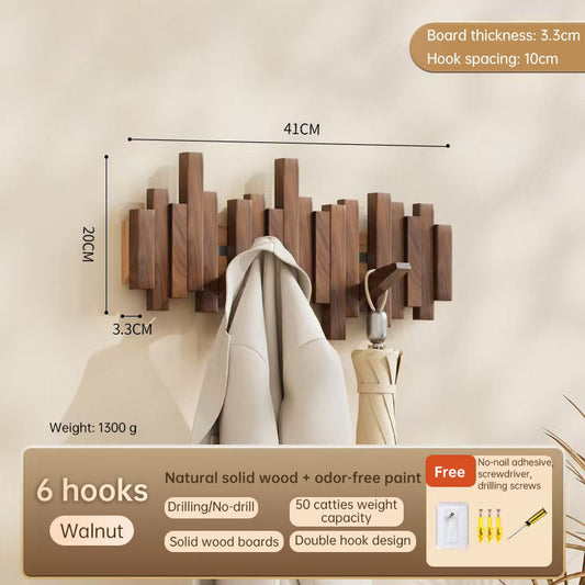 Solid Wood Hanger, Piano Key Wall Hook, Adhesive Back-of-Door Coat Hook, No Drill Entryway Organizer.