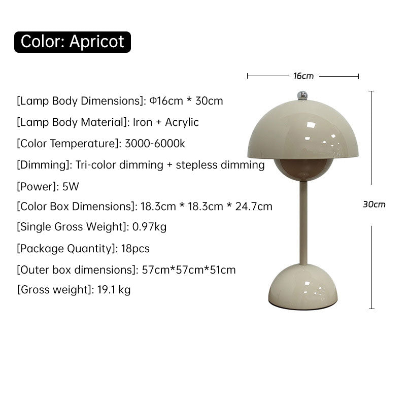 Nordic Mushroom Night Light, Rechargeable Touch LED Lamp for Home Decor, Bedroom, Desk, Wedding Decorations