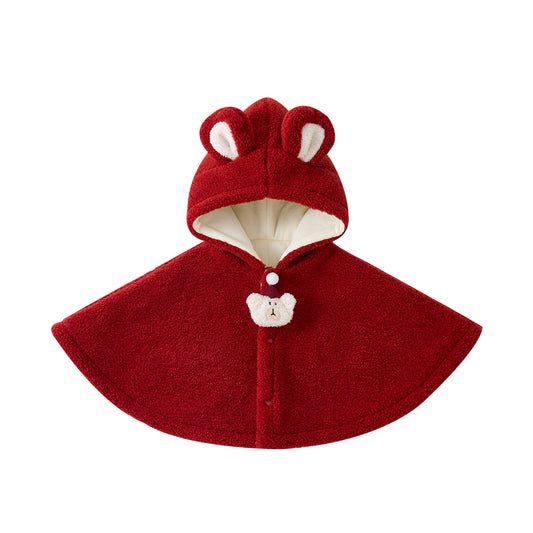 Poncho Coat for Baby Girls, Warm Thickened Winter Outerwear, Stylish and Versatile Cape Design