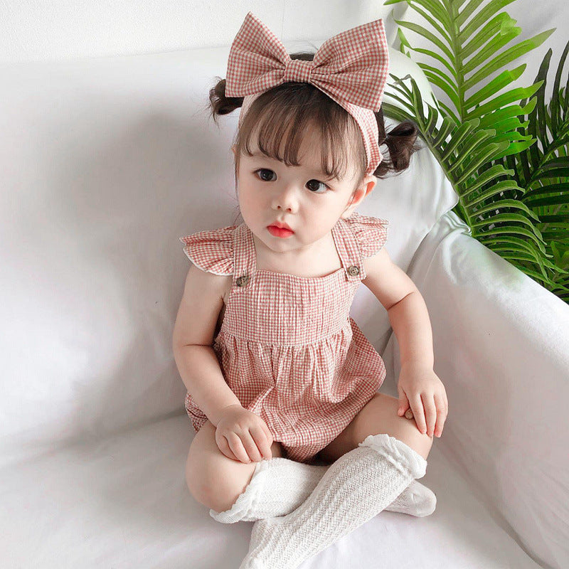 Cute Baby Triangular Romper for Girls, Newborn Princess Sleeveless Crawling Suit
